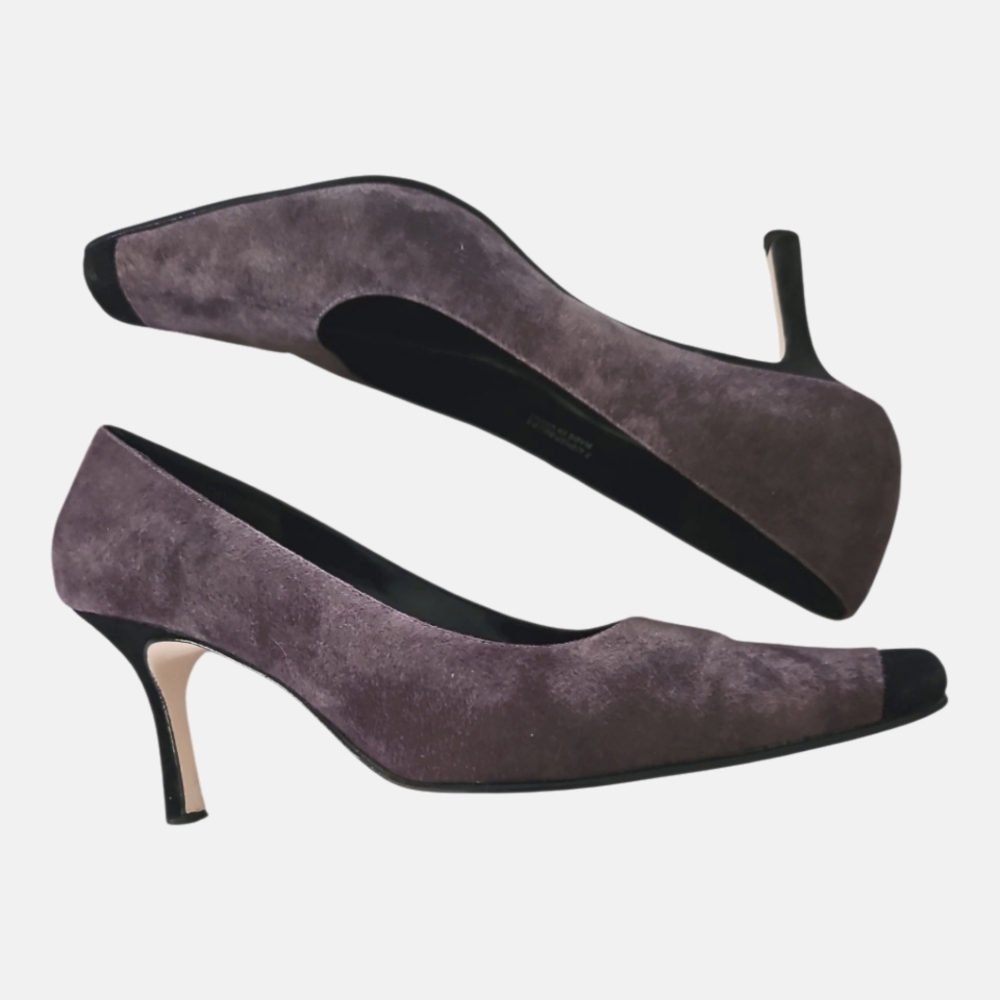 Sacha Too Two Tone Gray & Black Suede Heels; Size 7.5M